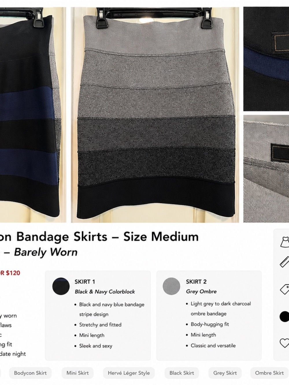 BCBG Grey Ombre Bandage Mini Skirt